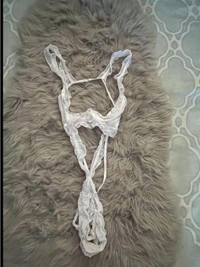 Sheer White Lace Teddy Bodysuit - Women Intimates